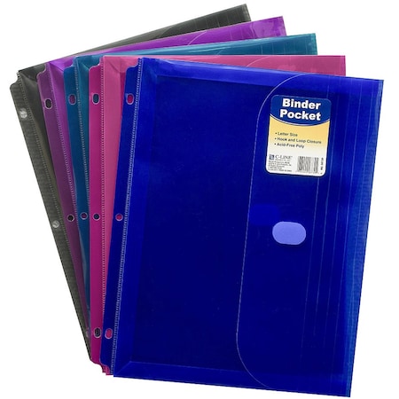 C-Line Products Binder Pocket, Side Loading, Assorted, PK18 58730